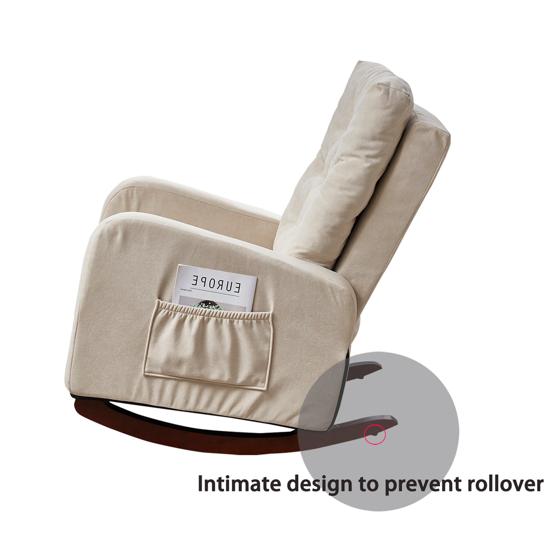 Single Sofa Living Room Chair Lazy Recliner Comfortable Fabric High Back Armchair- Beige_24