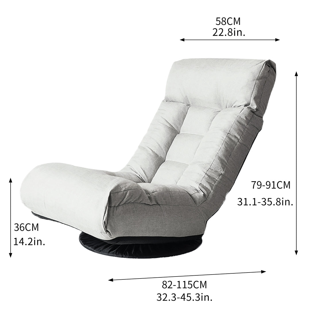 3 Adjustable Head Segments Single Sofa Reclining Japanese Style Leisure Accent Chair- Gray_30