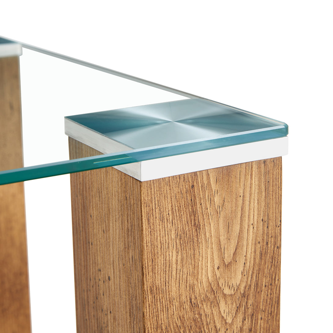 Modern Designed Glass-Top Transparent Rectangular Coffee Table with MDF Legs_12