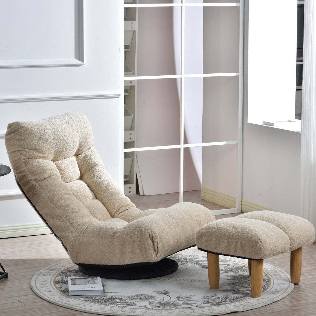 3 Adjustable Head Segments Single Sofa Reclining Leisure Accent Chair- White_11