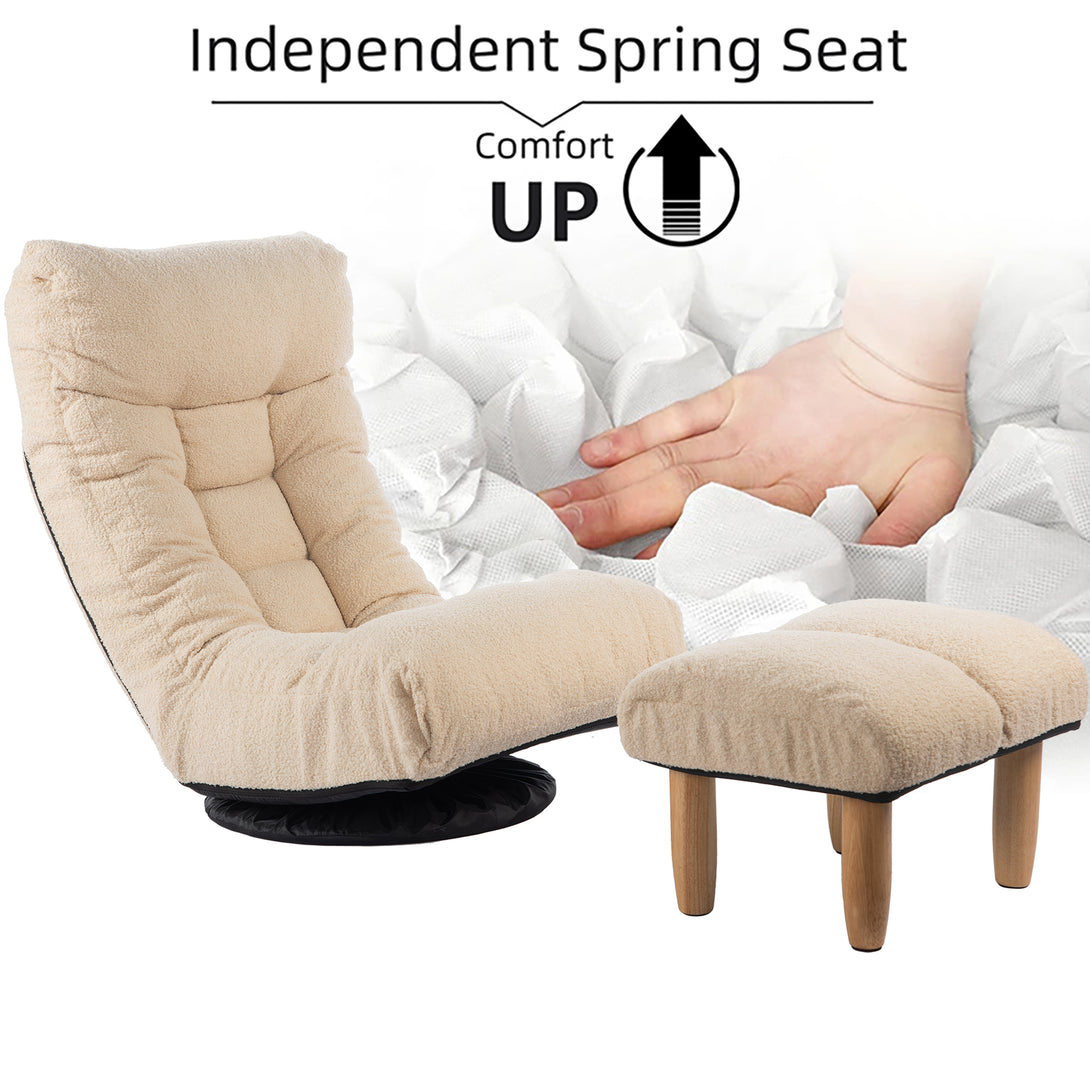 3 Adjustable Head Segments Single Sofa Reclining Leisure Accent Chair- White_22