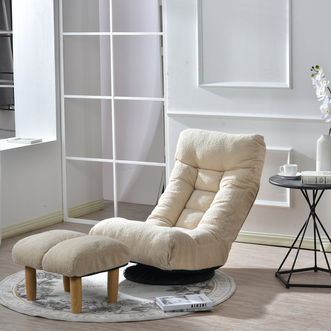 3 Adjustable Head Segments Single Sofa Reclining Leisure Accent Chair- White_10