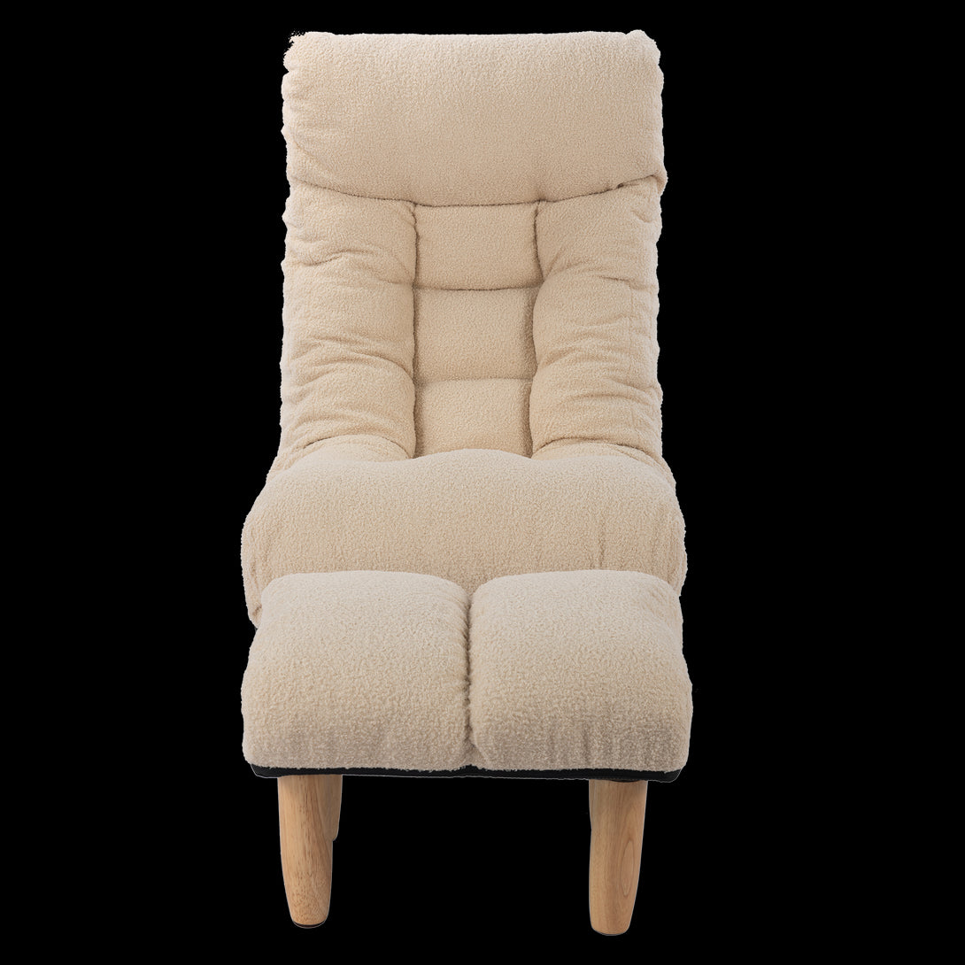 3 Adjustable Head Segments Single Sofa Reclining Leisure Accent Chair- White_13