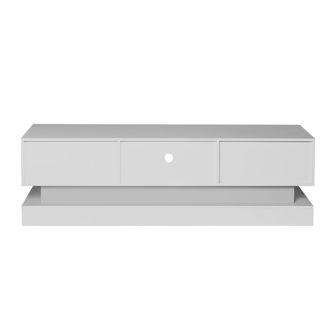 63 inches Modern and Simple Design Television Stand Organizing Cabinet with LED Light- White_6