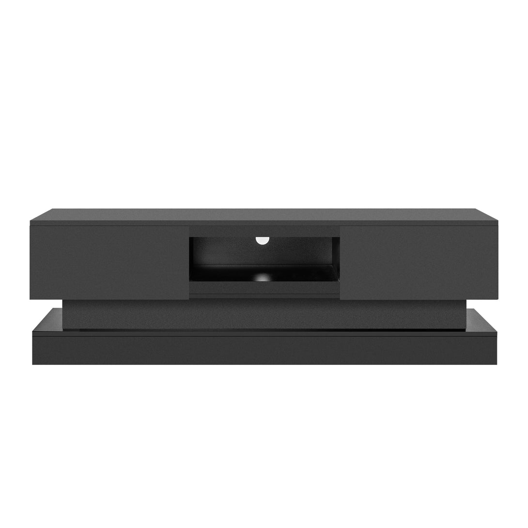 63 inches Modern and Simple Design Television Stand Organizing Cabinet with LED Light- Black_4