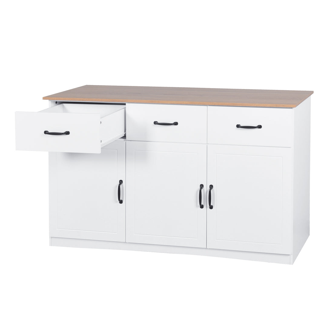 Anti-Tilt Classic Wooden Storage Cabinet with 3 Drawers and 3 Doors- White_7