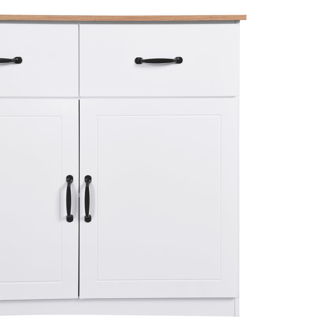 Anti-Tilt Classic Wooden Storage Cabinet with 3 Drawers and 3 Doors- White_8