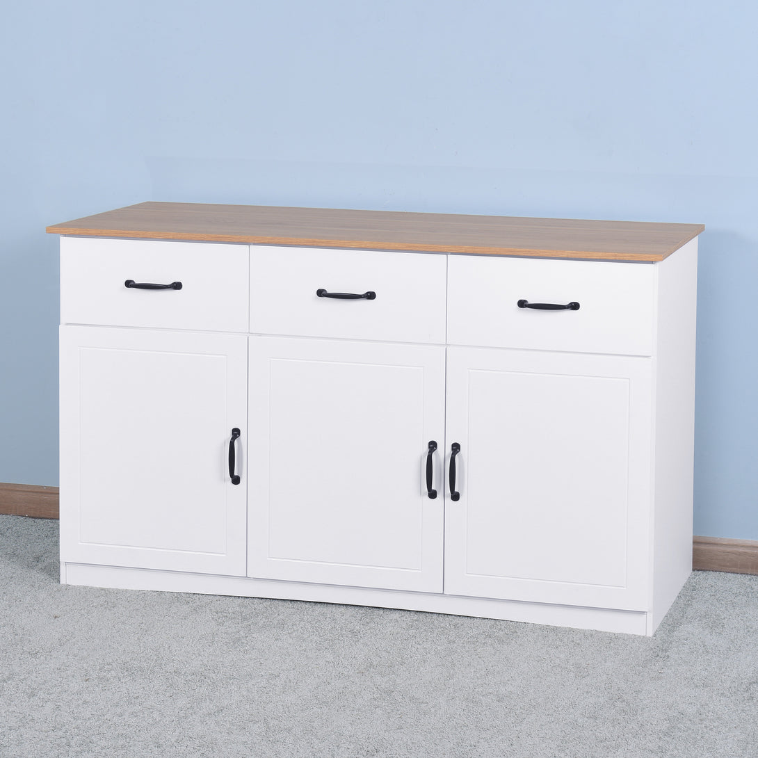 Anti-Tilt Classic Wooden Storage Cabinet with 3 Drawers and 3 Doors- White_2