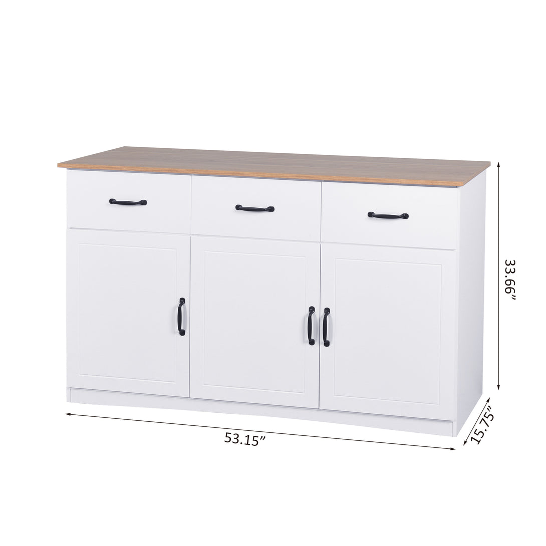 Anti-Tilt Classic Wooden Storage Cabinet with 3 Drawers and 3 Doors- White_10