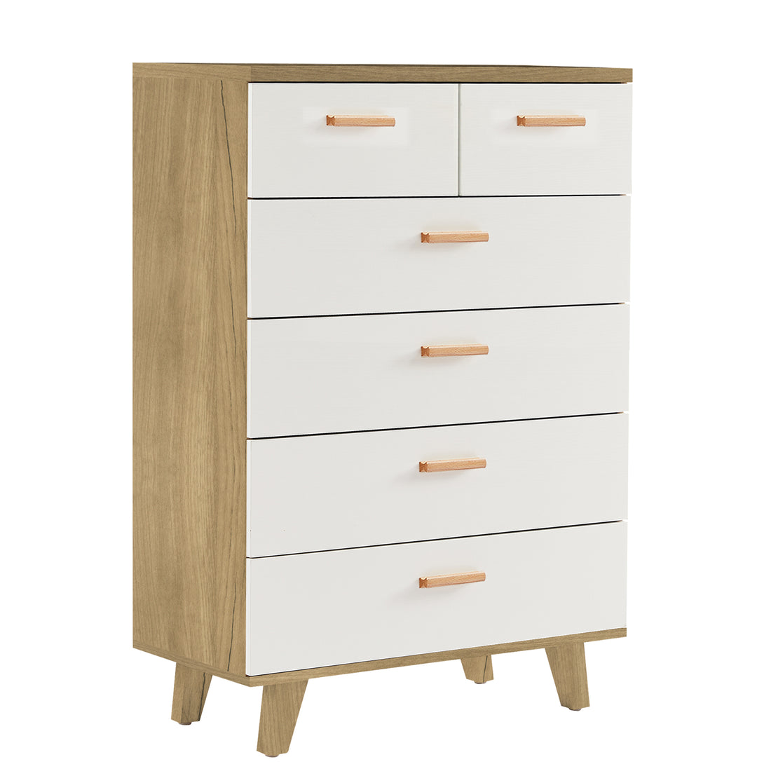 Modern Design Solid Wood Dresser with 6 Drawers for Bedroom and Living Room-White Oak_6