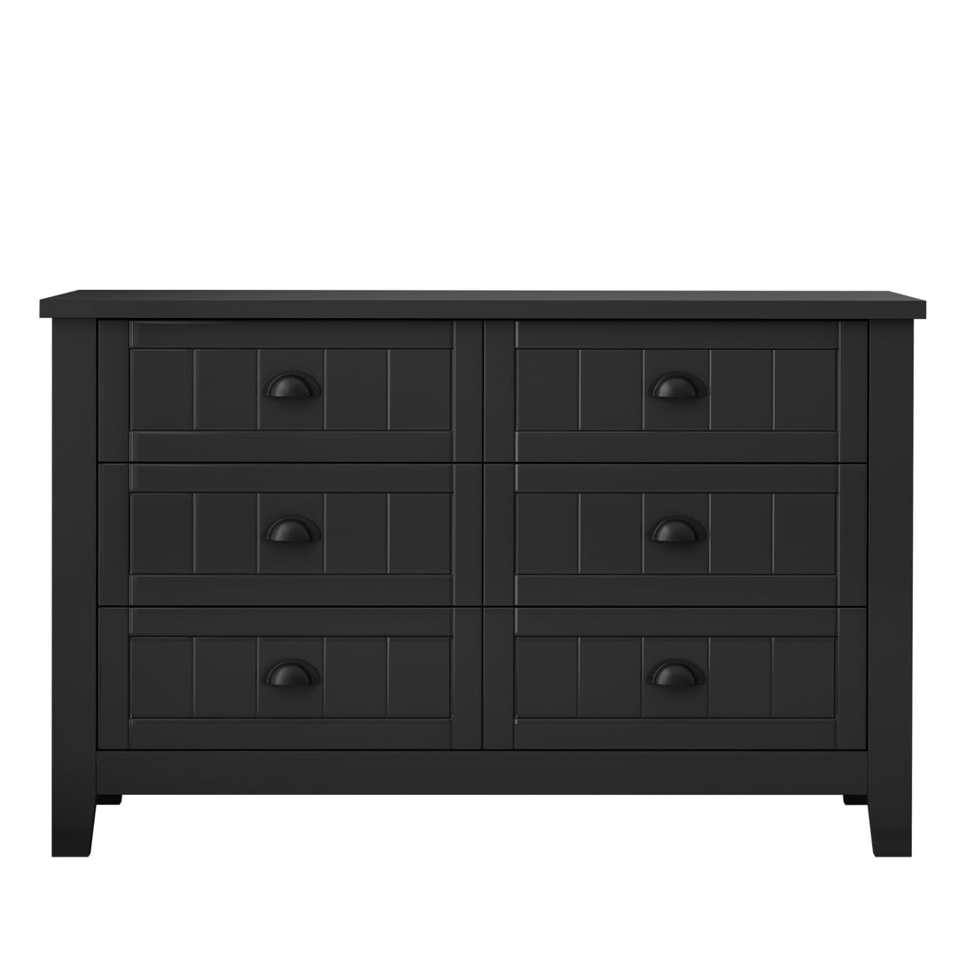 6 Drawers Wood Accent Stylish Dresser Chest and Storage Organizer- Black_5