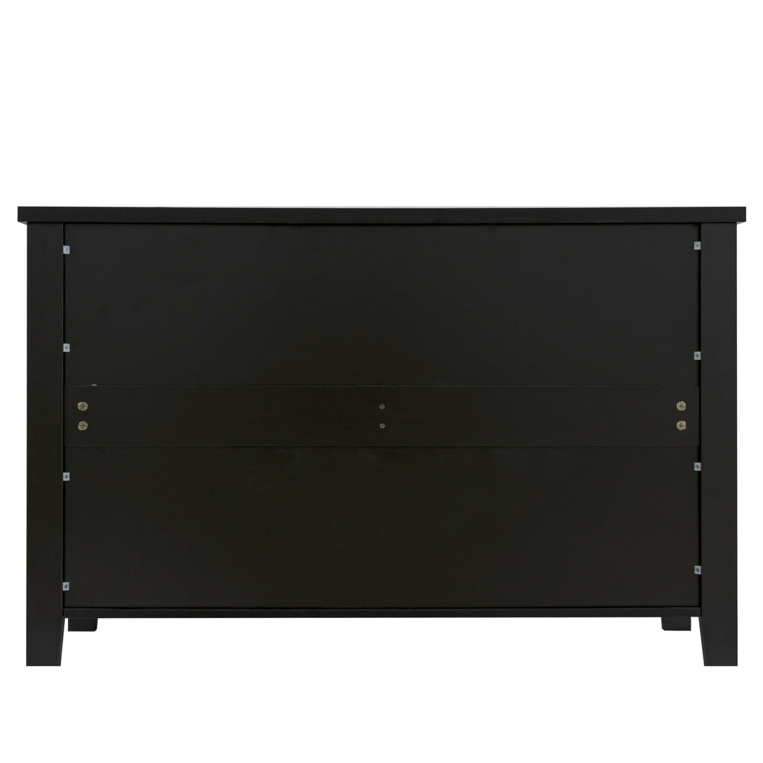 6 Drawers Wood Accent Stylish Dresser Chest and Storage Organizer- Black_8