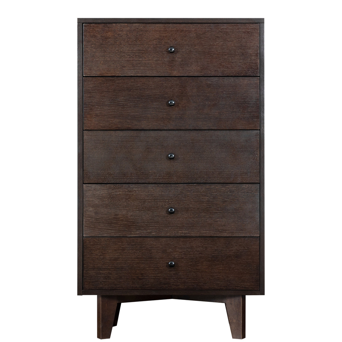 5 Drawers Wood Accent Stylish Tall Dresser Chest and Storage Organizer- Auburn_15