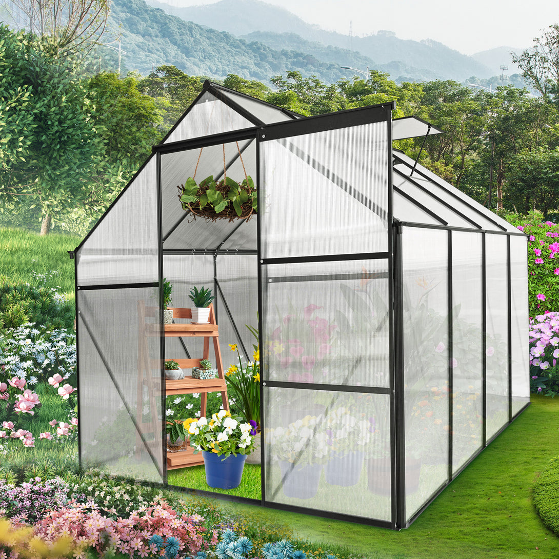 6x8 FT  Polycarbonate Walk-in Greenhouse Garden for Backyard Planting- Green_0