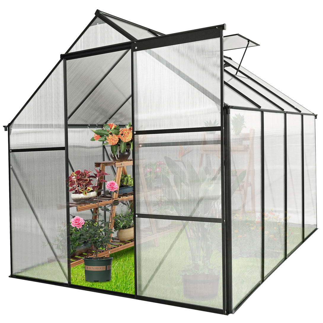 6x8 FT  Polycarbonate Walk-in Greenhouse Garden for Backyard Planting- Green_4