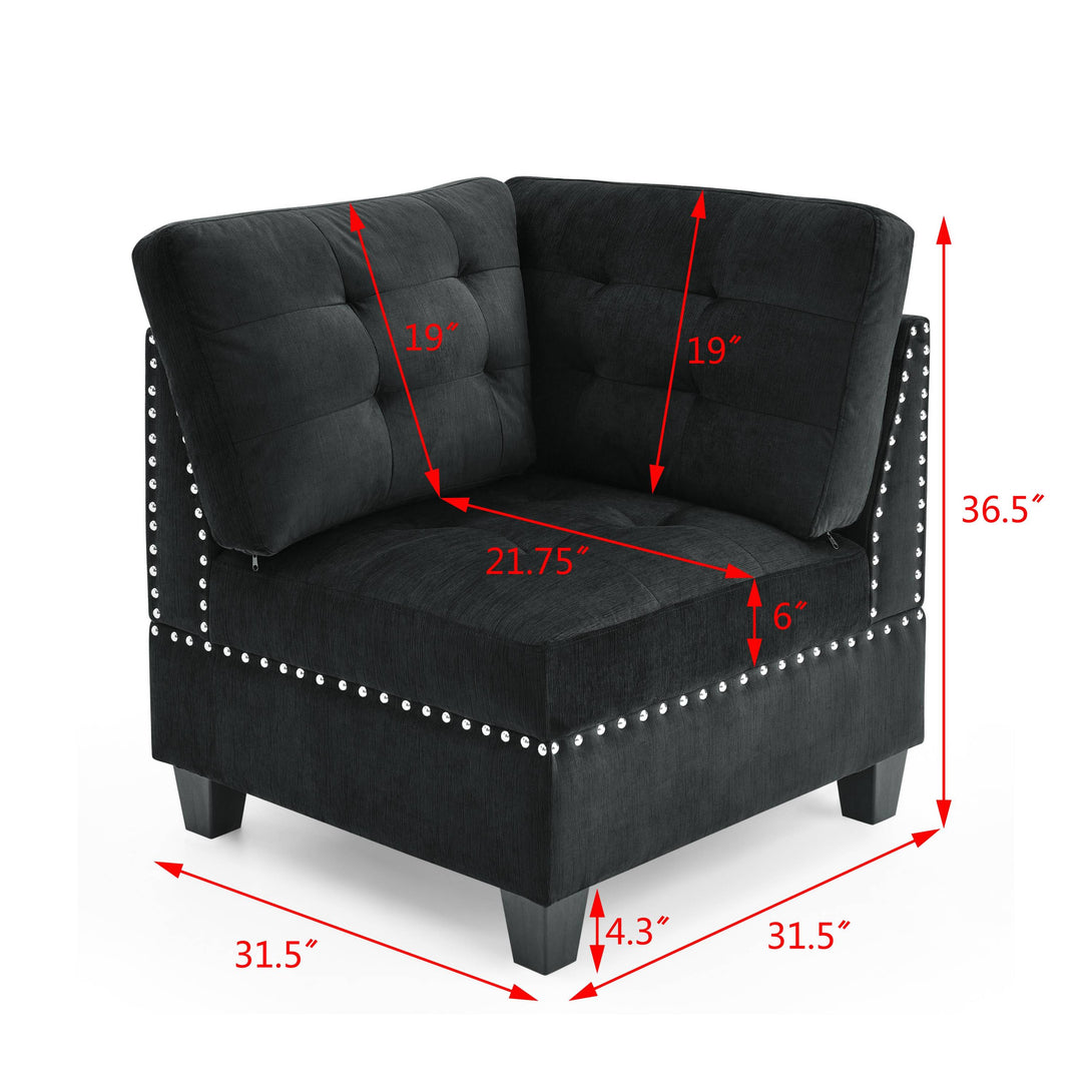 Corner Sofa for L-Shape Modular Sectional Sofa Couch Reversible Combination- Black_3