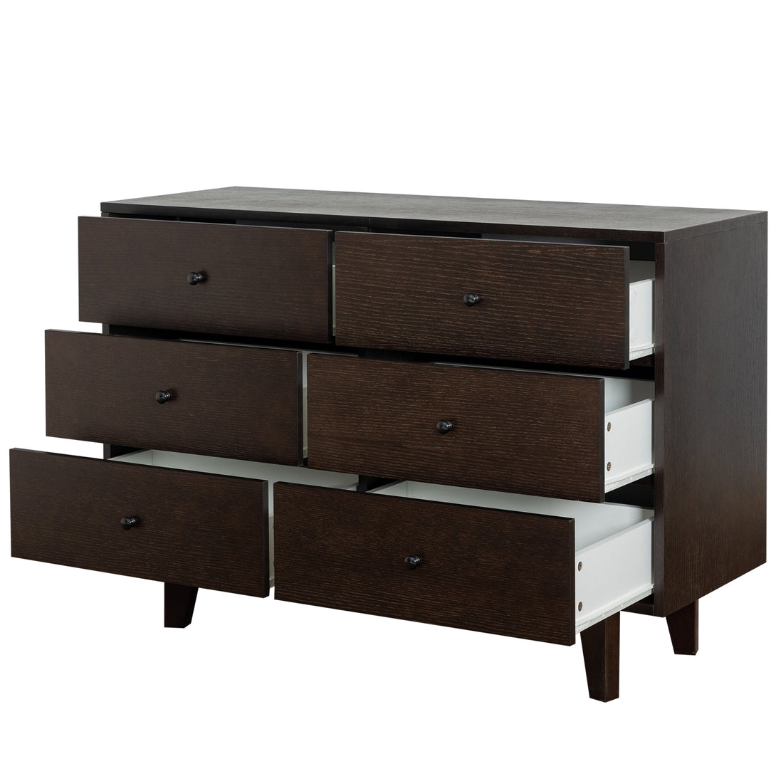 6 Drawers Wood Accent Stylish Dresser Chest and Storage Organizer- Auburn_13