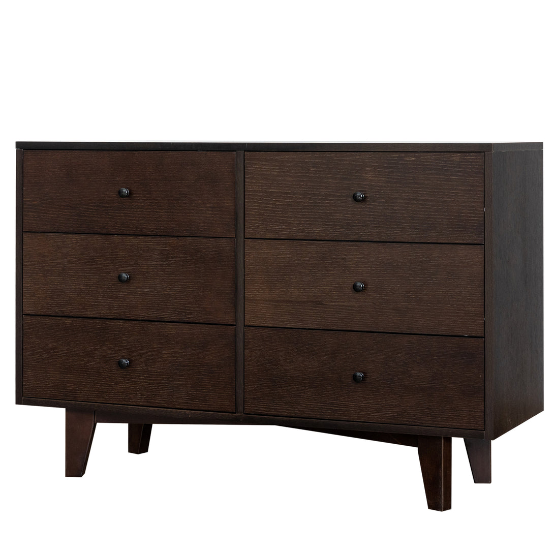 6 Drawers Wood Accent Stylish Dresser Chest and Storage Organizer- Auburn_12