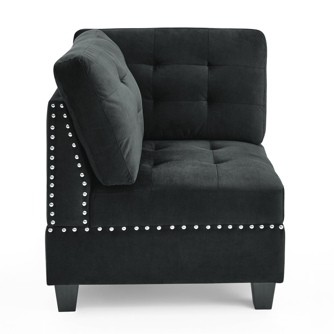 Corner Sofa for L-Shape Modular Sectional Sofa Couch Reversible Combination- Black_2