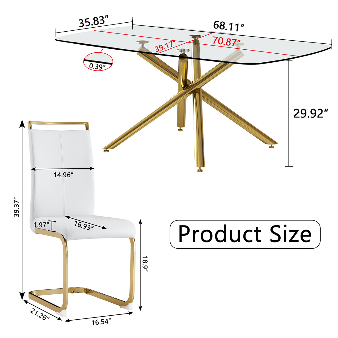 6-8 Seater Modern Rectangular Tempered Glass Table Top with Chrome Plated Single Legs_20