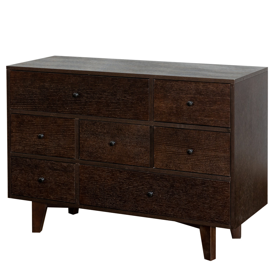 7 Drawers Solid Wood Free Standing Storage Cabinet Dresser Console- Auburn_13