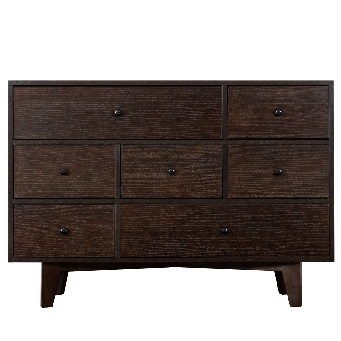 7 Drawers Solid Wood Free Standing Storage Cabinet Dresser Console- Auburn_12