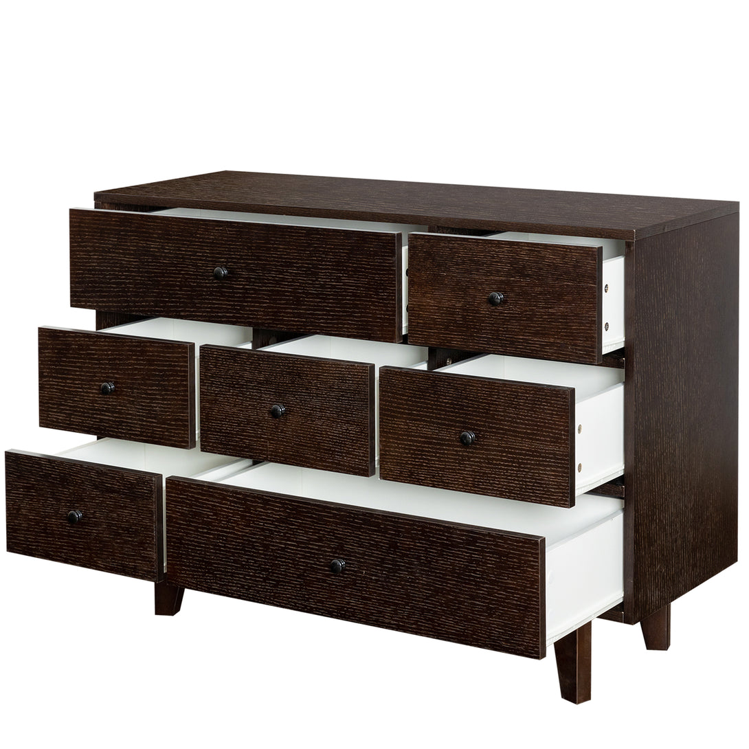 7 Drawers Solid Wood Free Standing Storage Cabinet Dresser Console- Auburn_10