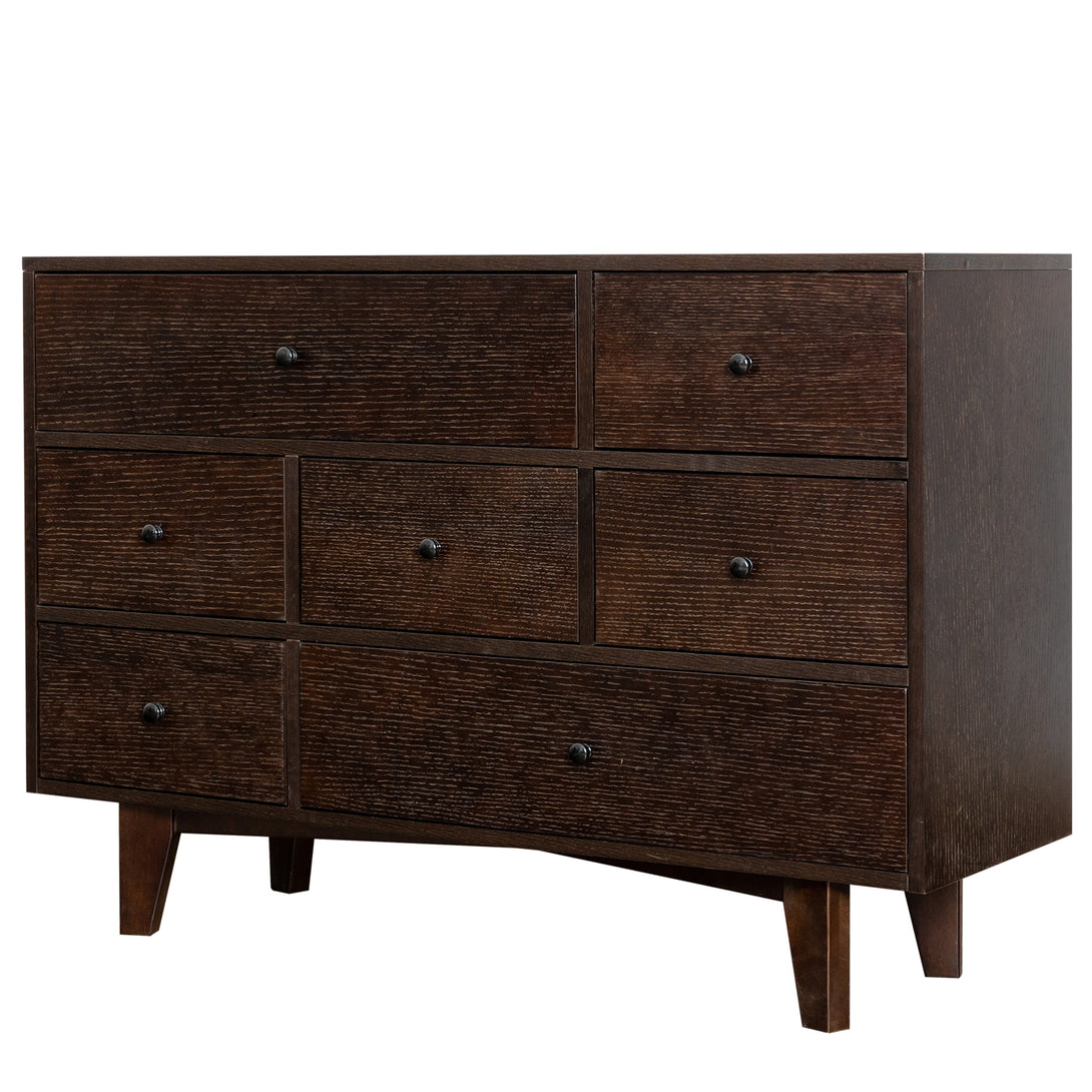 7 Drawers Solid Wood Free Standing Storage Cabinet Dresser Console- Auburn_11