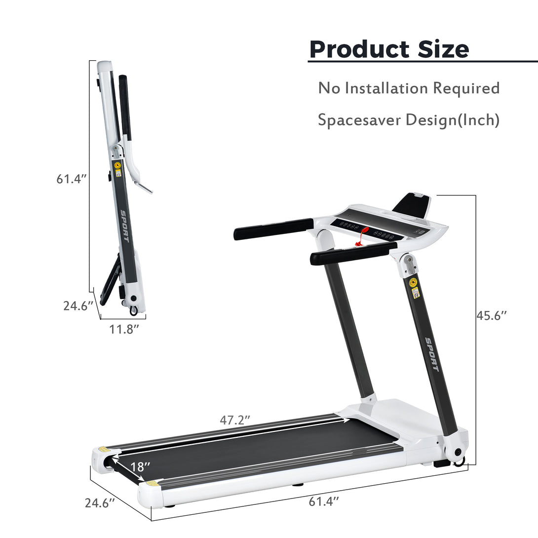 Folding Electric Treadmill and Wireless Audio Player Exercise Machine- White_17