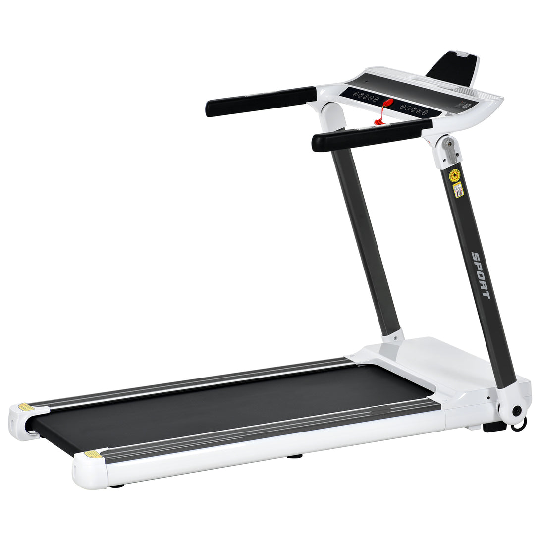 Folding Electric Treadmill and Wireless Audio Player Exercise Machine- White_20