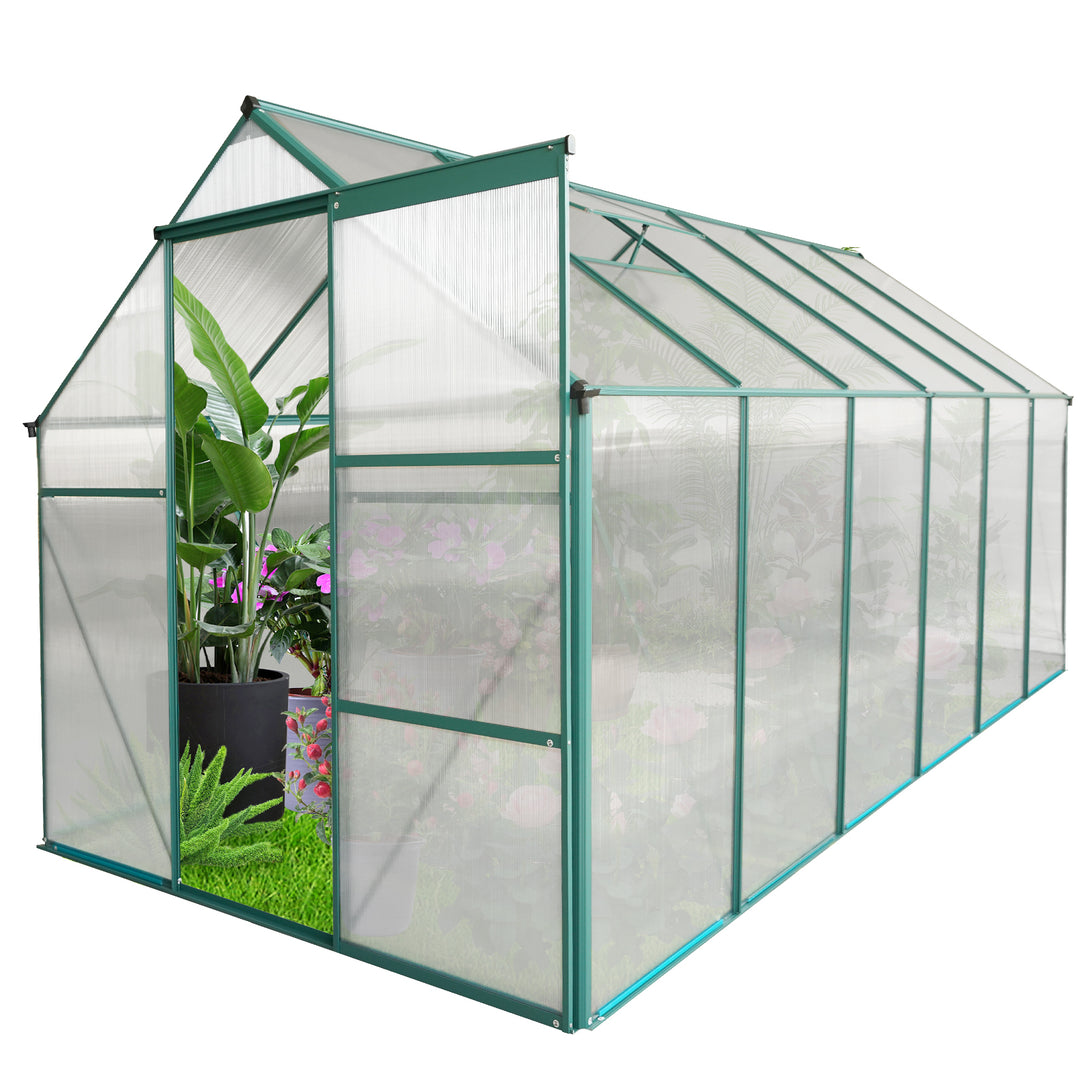 6x12 FT Walk-in Greenhouse Garden for Backyard Planting with Raised Roof- Green_4