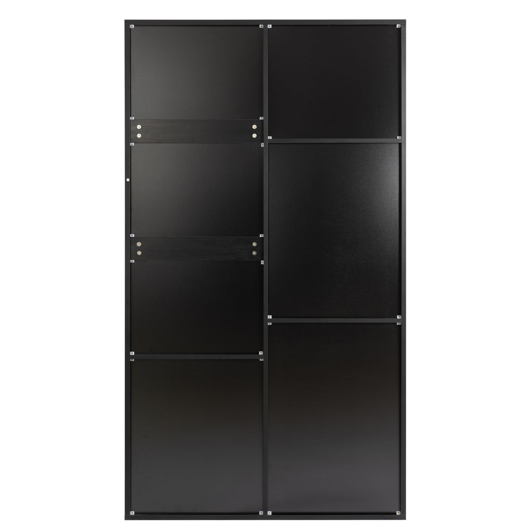 Freestanding Contemporary Wooden Closet Cabinet with Hanging Rod- Black+Brown_17