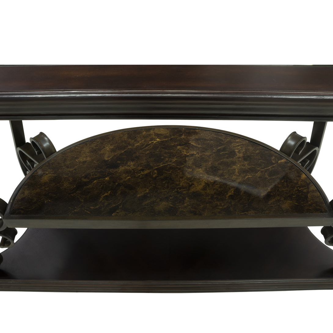 Three Layers Glass Table Top with Powder Coat Finish and Metal Legs- Brown_14