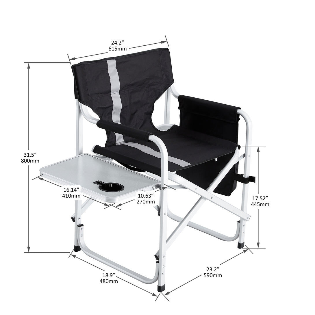 Set of 3 Outdoor Roll up Table and Folding Chair Set Portable Camping Set- Black, Gray_21