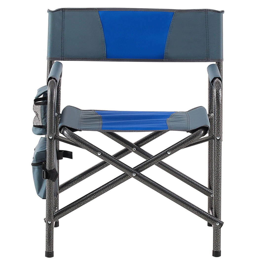 Set of 3 Outdoor Roll up Table and Folding Chair Set Portable Camping Set- Black+Blue_13