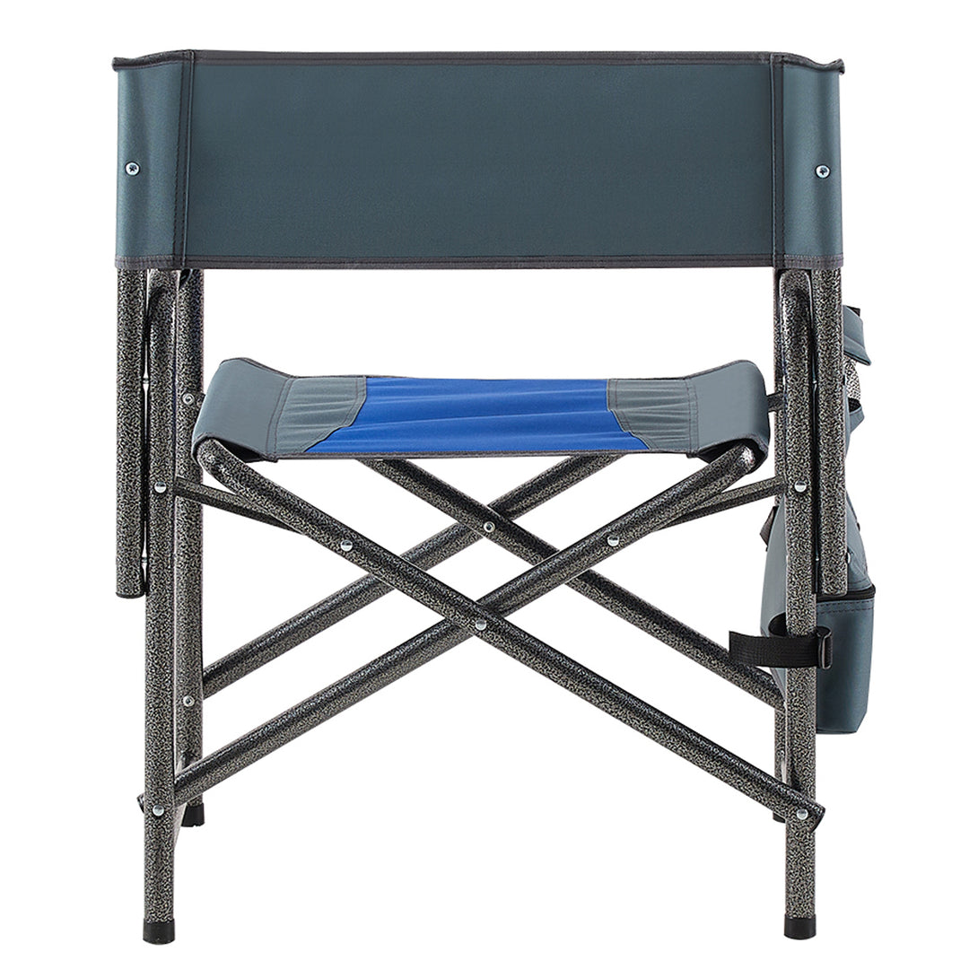 Set of 3 Outdoor Roll up Table and Folding Chair Set Portable Camping Set- Black+Blue_15