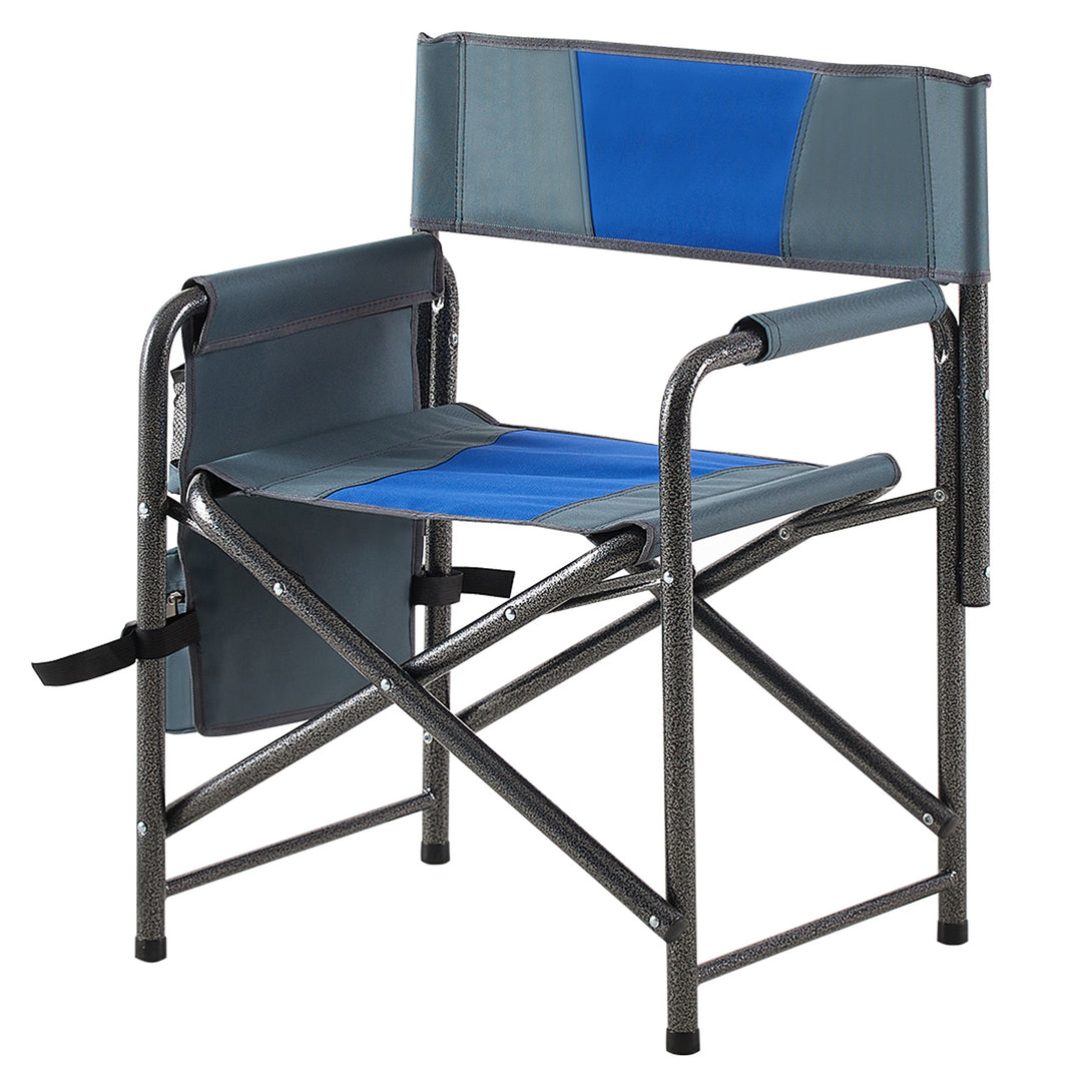 Set of 3 Outdoor Roll up Table and Folding Chair Set Portable Camping Set- Black+Blue_17