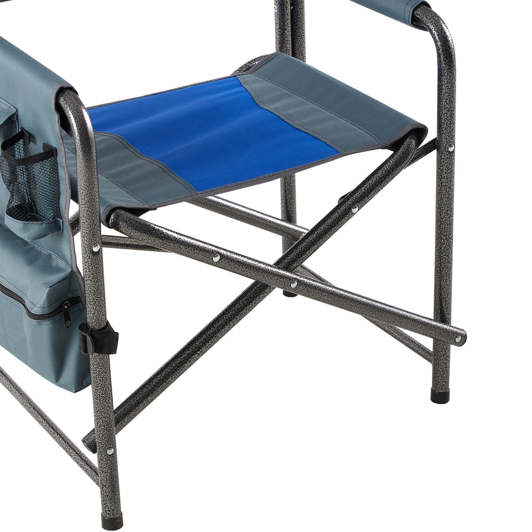 Set of 3 Outdoor Roll up Table and Folding Chair Set Portable Camping Set- Black+Blue_9