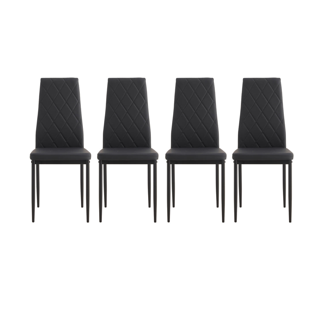 4 pcs Black Simple Modern Kitchen Dining Chairs with High Density Sponge and Metal Legs_2