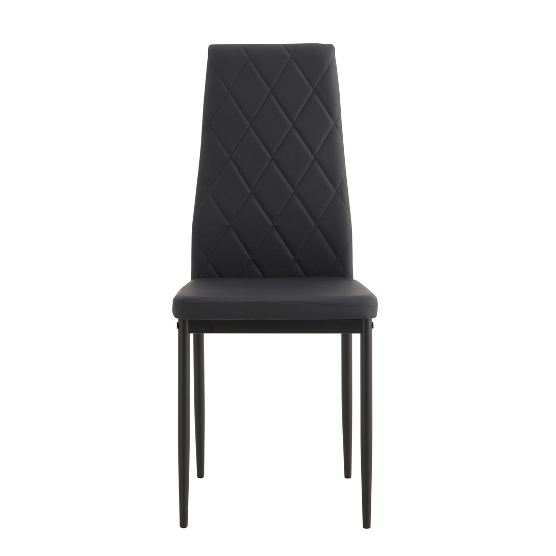 4 pcs Black Simple Modern Kitchen Dining Chairs with High Density Sponge and Metal Legs_3