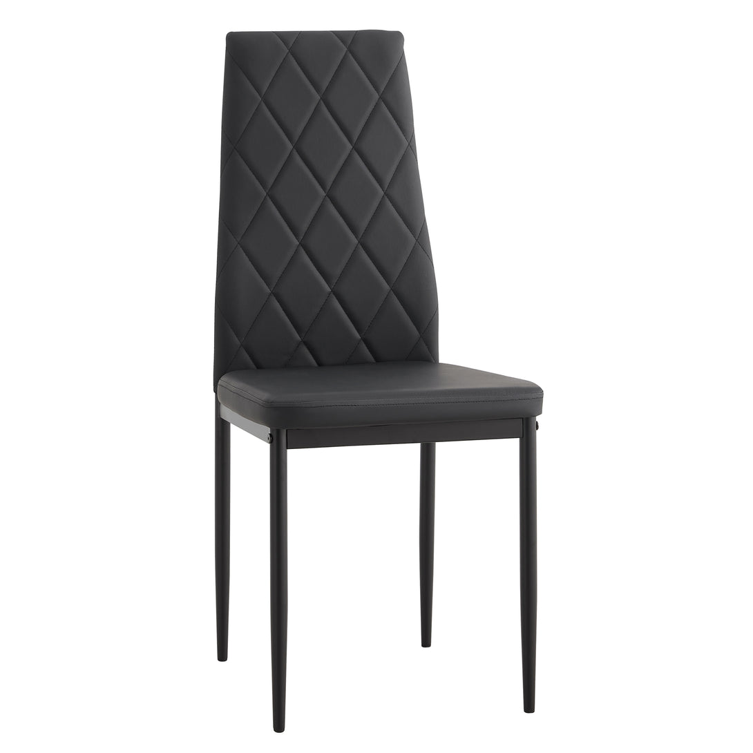 4 pcs Black Simple Modern Kitchen Dining Chairs with High Density Sponge and Metal Legs_4