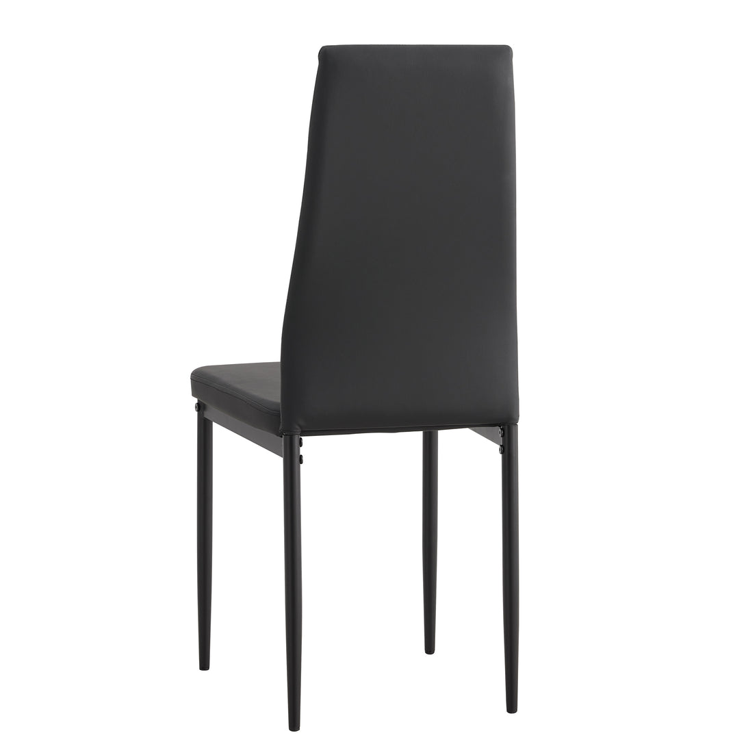 4 pcs Black Simple Modern Kitchen Dining Chairs with High Density Sponge and Metal Legs_6