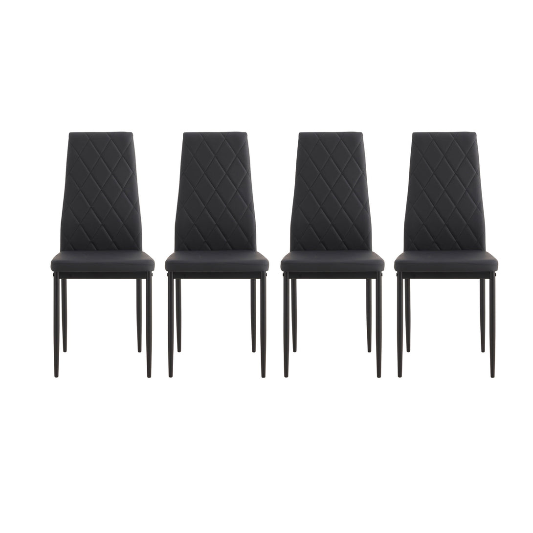 4 pcs Black Simple Modern Kitchen Dining Chairs with High Density Sponge and Metal Legs_1