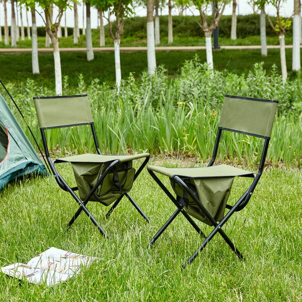 2 Pcs/Set Portable Folding Outdoor Camping Chair with Storage Bag- Green_0