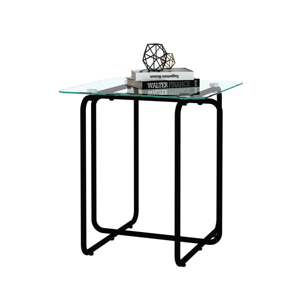 Modern Tempered Glass Coffee Table End and Bed Side Table- Transparent_0