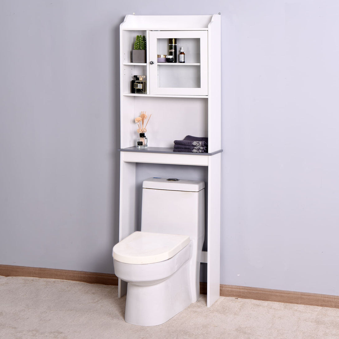 Over The Toilet Storage Bathroom Storage Space Saver Organizer- White_0