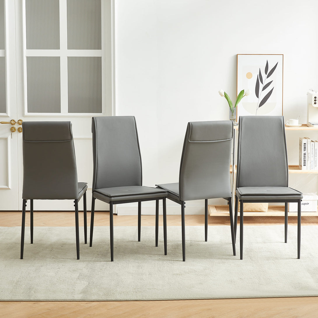 4 pcs Grey Modern Kitchen Dining Chairs with High Density Sponge and Metal Legs_1