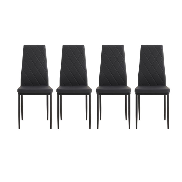 4 pcs Black Simple Modern Kitchen Dining Chairs with High Density Sponge and Metal Legs_0