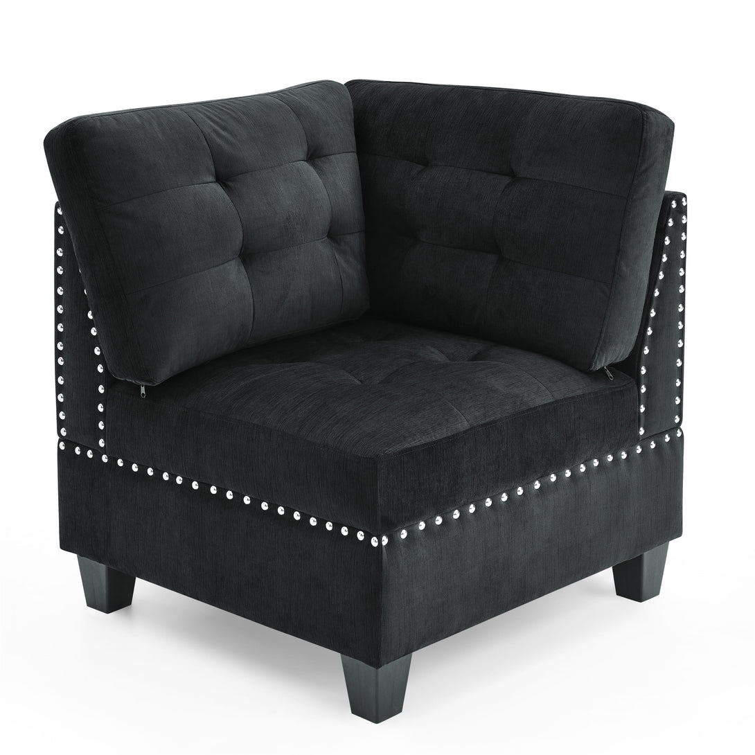 Corner Sofa for L-Shape Modular Sectional Sofa Couch Reversible Combination- Black_1