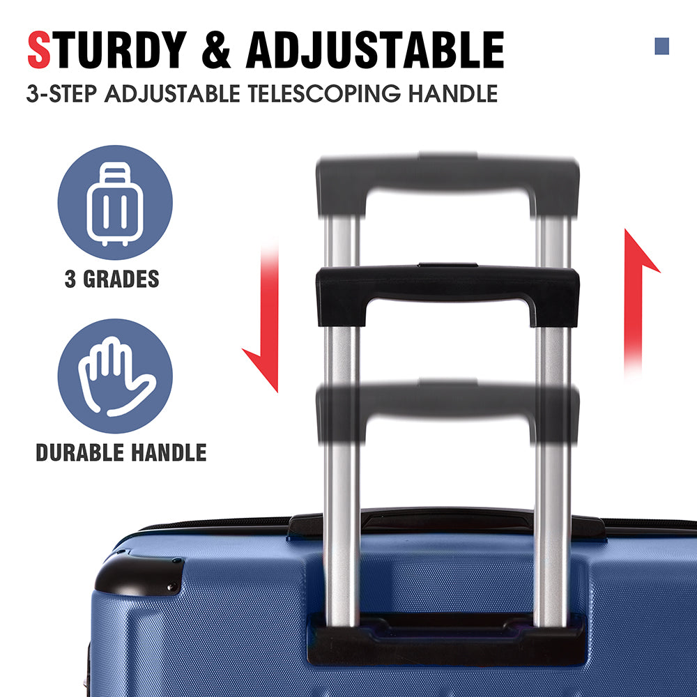 Set of 3 Piece Expandable Lightweight Spinner Suitcase with Corner Guards - Blue_9